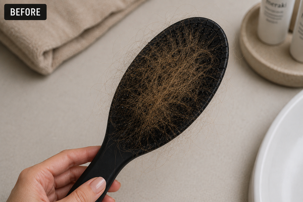 LESS HAIR IN THE BRUSH - Before